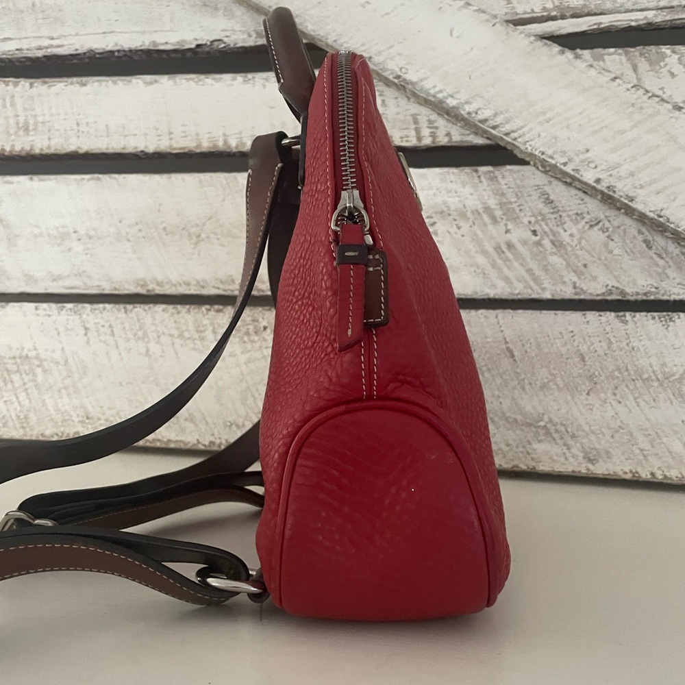 Genuine Vintage Dooney & Bourke Red Leather Pebbled Classic Zip Backpack - Picture 3 of 9